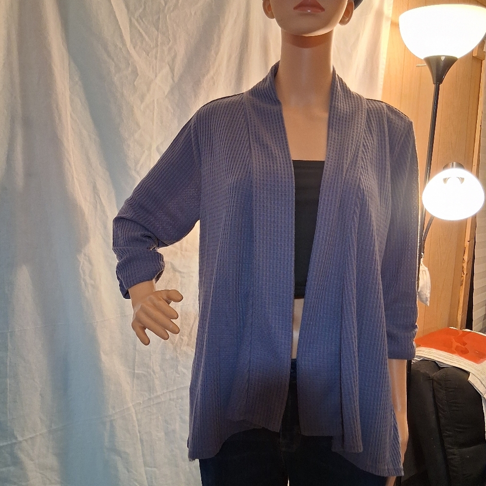 Notations Women's Purple Open-Front Cardigan